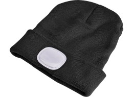 Čepice s čelovkou 180lm, nabíjecí, USB, univerzální velikost, bavlna/PE, černá