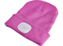 Čepice s čelovkou 180lm, nabíjecí, USB, univerzální velikost, bavlna/PE, růžová