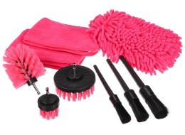Multifunkční sada nástrojů pro čištění a mytí auta CAR DETAILING PINK 9, 9ks