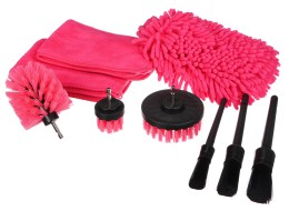 Multifunkční sada nástrojů pro čištění a mytí auta CAR DETAILING PINK 9, 9ks