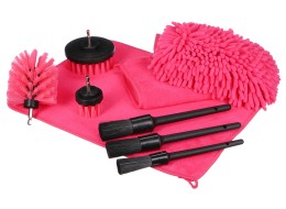 Multifunkční sada nástrojů pro čištění a mytí auta CAR DETAILING PINK 9, 9ks