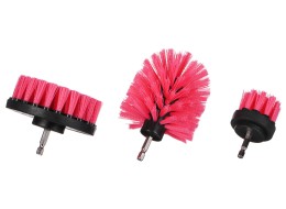Sada kartáčů na vrtačku pro čištění auta CAR DETAILING DRILL BRUSH PINK 3, 3ks
