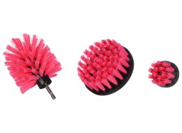 Sada kartáčů na vrtačku pro čištění auta CAR DETAILING DRILL BRUSH PINK 3, 3ks