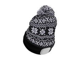 Čepice s čelovkou 180lm, nabíjecí, USB, univerzální velikost, bavlna/PE, zimní černá