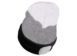 Čepice s čelovkou 180lm, nabíjecí, USB, univerzální velikost, bavlna/PE, černá/šedá/bílá