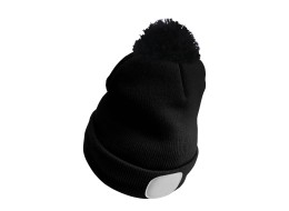 Čepice s čelovkou 180lm, nabíjecí, USB, univerzální velikost, bavlna/PE, černá s bambulkou