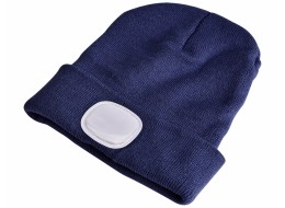Čepice s čelovkou 180lm, nabíjecí, USB, univerzální velikost, bavlna/PE, modrá