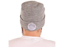Čepice s čelovkou 180lm, nabíjecí, USB, univerzální velikost, bavlna/PE, světle šedá