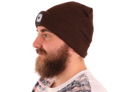 Čepice s čelovkou 180lm, nabíjecí, USB, univerzální velikost, bavlna/PE, hnědá
