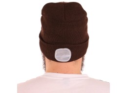 Čepice s čelovkou 180lm, nabíjecí, USB, univerzální velikost, bavlna/PE, hnědá
