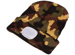 Čepice s čelovkou 180lm, nabíjecí, USB, univerzální velikost, bavlna/PE, maskáčová