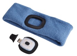 Čelenka s čelovkou 180lm, nabíjecí, USB, univerzální velikost, bavlna/PE, modrá