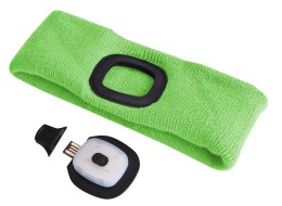 Čelenka s čelovkou 180lm, nabíjecí, USB, uni velikost, bavlna/PE, fluorescentní zelená