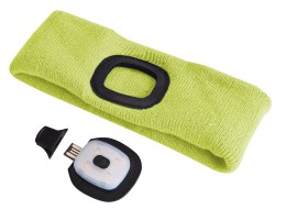 Čelenka s čelovkou 180lm, nabíjecí, USB, uni velikost, bavlna/PE, fluorescentní žlutá