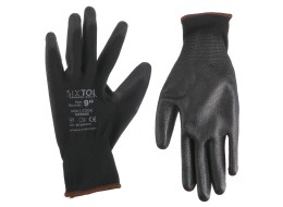 Rukavice pracovní z polyesteru polomáčené v polyuretanu GLOVE PE-PU 9, černé, velikost 9