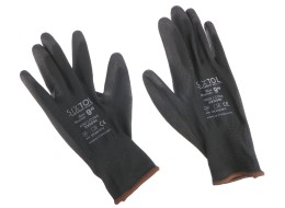 Rukavice pracovní z polyesteru polomáčené v polyuretanu GLOVE PE-PU 9, černé, velikost 9