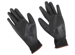 Rukavice pracovní z polyesteru polomáčené v polyuretanu GLOVE PE-PU 9, černé, velikost 9