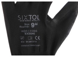 Rukavice pracovní z polyesteru polomáčené v polyuretanu GLOVE PE-PU 9, černé, velikost 9