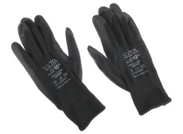 Rukavice pracovní z polyesteru polomáčené v PU GLOVE PE-PU 10, černé, vel 10