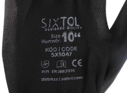 Rukavice pracovní z polyesteru polomáčené v PU GLOVE PE-PU 10, černé, vel 10