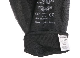 Rukavice pracovní z polyesteru polomáčené v PU GLOVE PE-PU 10, černé, vel 10
