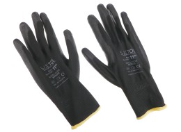 Rukavice pracovní z polyesteru polomáčené v polyuretanu GLOVE PE-PU 11, černé, velikost 11