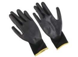 Rukavice pracovní z polyesteru polomáčené v PU GLOVE PE-PU 11, černé, vel 11