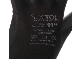 Rukavice pracovní z polyesteru polomáčené v PU GLOVE PE-PU 11, černé, vel 11