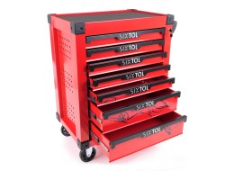 Dílenský vozík na nářadí MECHANIC TROLLEY KEVIN RED 80, 7 šuplíků, 80 ks nářadí