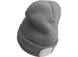 Čepice s čelovkou 180lm, nabíjecí, USB, univerzální velikost, bavlna/PE, světle šedá