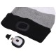 Čepice s čelovkou 180lm, nabíjecí, USB, univerzální velikost, bavlna/PE, černá/šedá/bílá