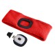 Čelenka s čelovkou 180lm, nabíjecí, USB, univerzální velikost, bavlna/PE, červená