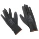 Rukavice pracovní z polyesteru polomáčené v polyuretanu GLOVE PE-PU 9, černé, velikost 9