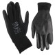 Rukavice pracovní z polyesteru polomáčené v PU GLOVE PE-PU 10, černé, vel 10