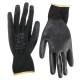 Rukavice pracovní z polyesteru polomáčené v PU GLOVE PE-PU 11, černé, vel 11