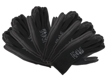 Rukavice pracovní z polyesteru polomáčené v PU GLOVE PE-PU 10, černé, vel 10