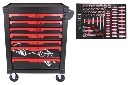 Dílenský vozík na nářadí MECHANIC TROLLEY KEVIN 80, 7 šuplíků, 80 ks nářadí