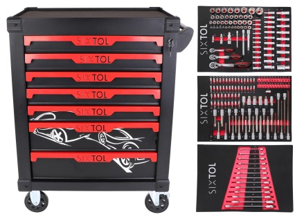 Dílenský vozík na nářadí MECHANIC TROLLEY KEVIN 195, 7 šuplíků, 195 ks nářadí