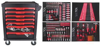 Dílenský vozík na nářadí MECHANIC TROLLEY KEVIN 210, 7 šuplíků, 210 ks nářadí