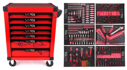 Dílenský vozík na nářadí MECHANIC TROLLEY KEVIN RED 274, 7 šuplíků, 274 ks nářadí