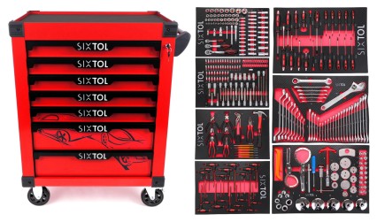 Dílenský vozík na nářadí MECHANIC TROLLEY KEVIN RED 326, 7 šuplíků, 326 ks nářadí