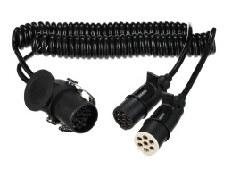 Propojovací spirálový adaptér z 15pin na 2x 7pin zástrčku (S+N) TRAILER CABLE 9, 24V, 3,5m