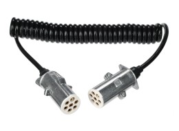 Propojovací spirálový kabel 7pin typ S TRAILER CABLE 12, kovová zástrčka, 24V, 3,5m