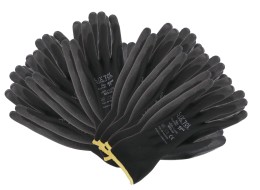 Rukavice pracovní z polyesteru polomáčené v PU GLOVE PE-PU 11, černé, vel 11