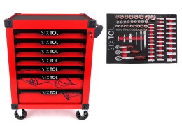 Dílenský vozík na nářadí MECHANIC TROLLEY KEVIN RED 80, 7 šuplíků, 80 ks nářadí