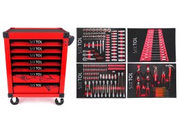 Dílenský vozík na nářadí MECHANIC TROLLEY KEVIN RED 210, 7 šuplíků, 210 ks nářadí