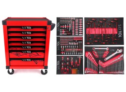 Dílenský vozík na nářadí MECHANIC TROLLEY KEVIN RED 253, 7 šuplíků, 253 ks nářadí