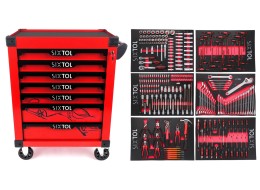Dílenský vozík na nářadí MECHANIC TROLLEY KEVIN RED 274, 7 šuplíků, 274 ks nářadí