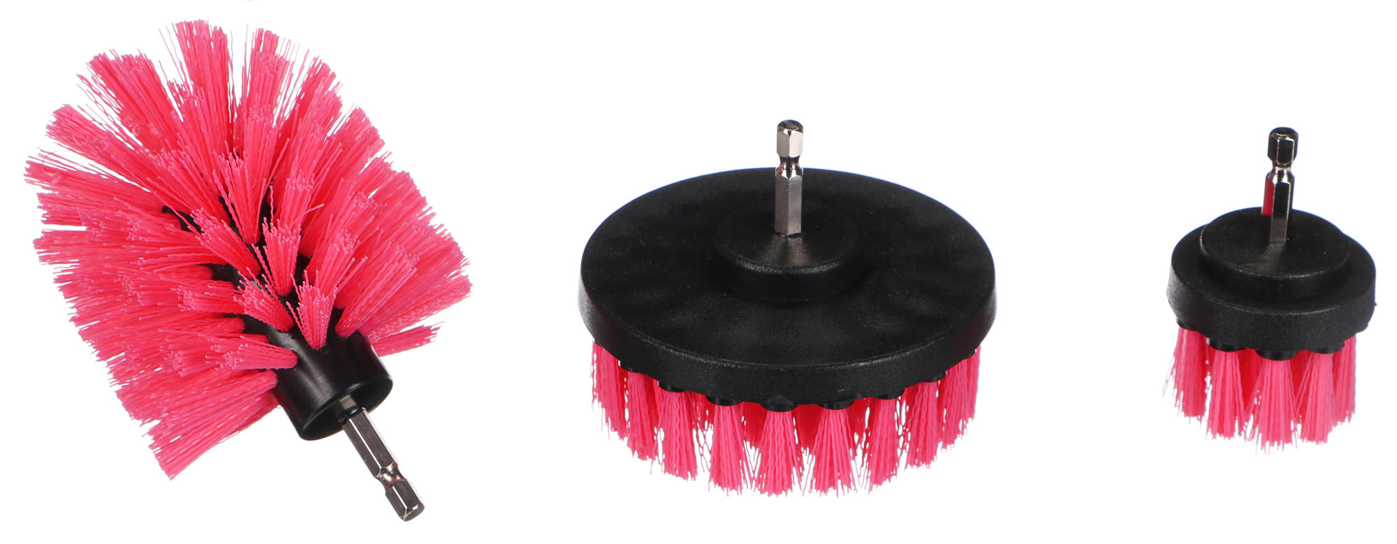 Fotografie produktu: Sixtol Sada kartáčů na vrtačku pro čištění auta CAR DETAILING DRILL BRUSH PINK 3, 3ks