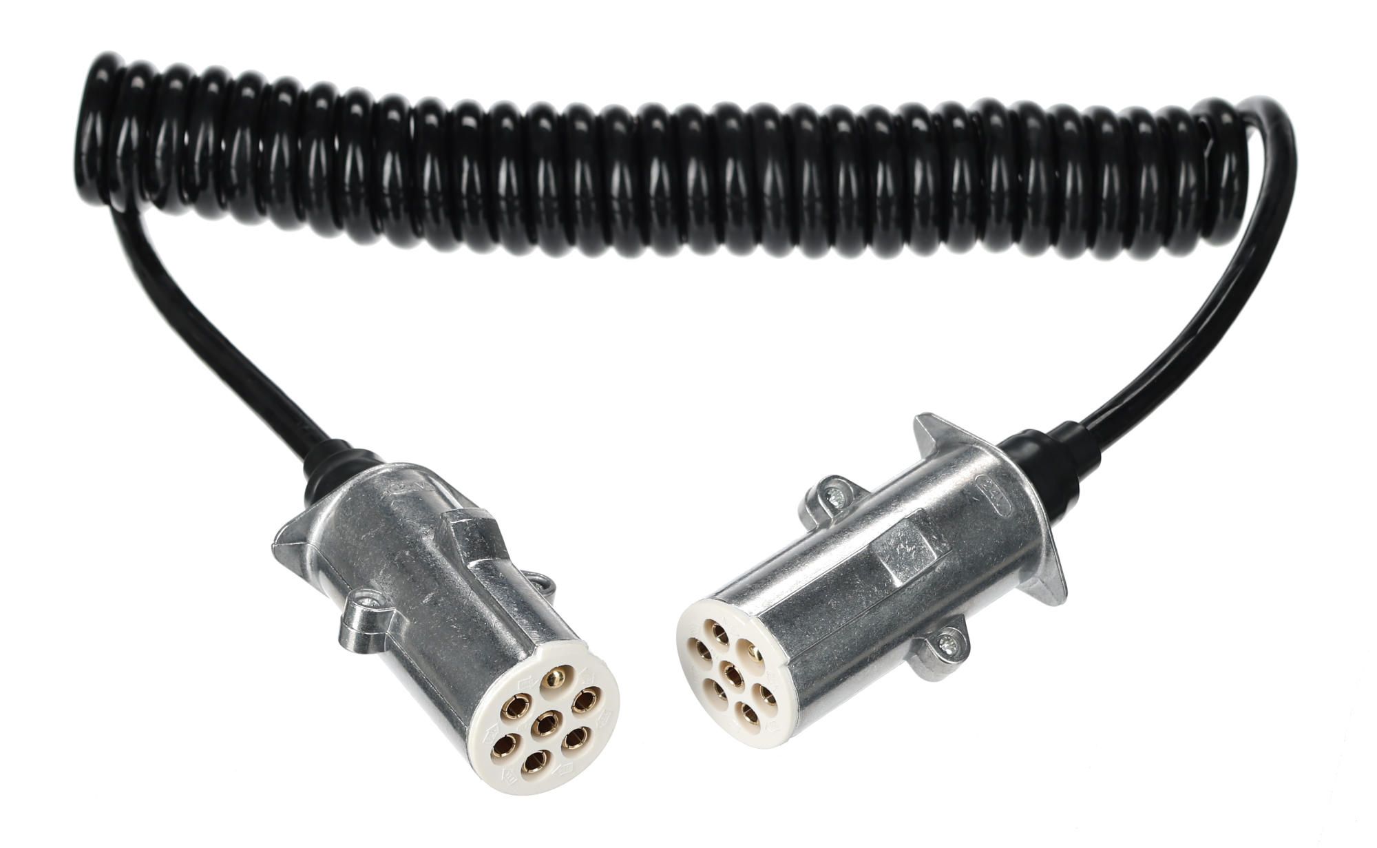 Fotografie produktu: Sixtol Propojovací spirálový kabel 7pin typ S TRAILER CABLE 12, kovová zástrčka, 24V, 3,5m